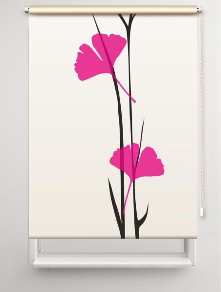 Rollo Ginkgo tone - magenta , Motivrollo, Rollo mit Druck, Fotorollo, bedrucktes Rollo, Fensterrollo,verdunkelndes Rollo, Sonnenschutz Rollo